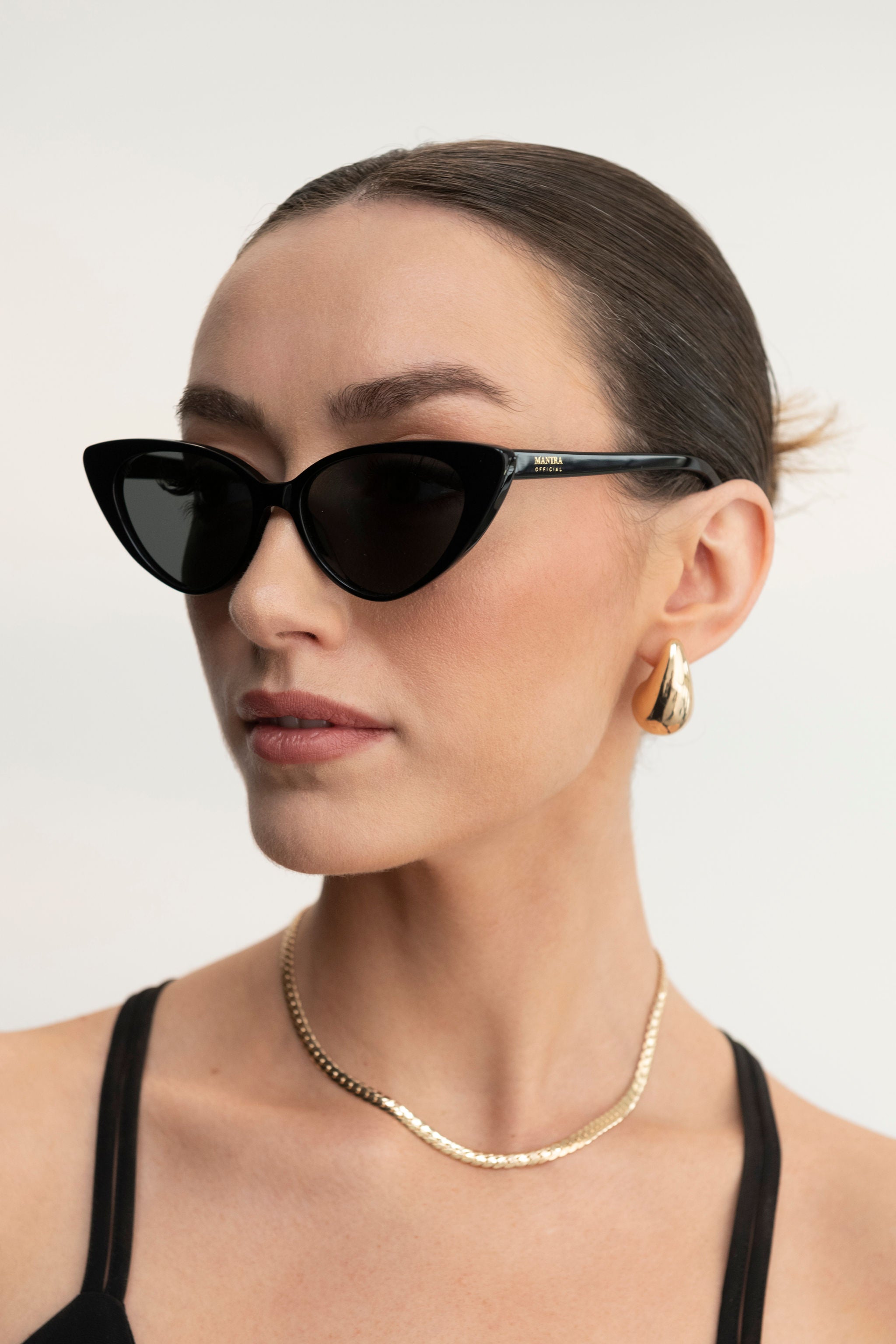 Monroe Sunglasses Black Retro Cat Eye Frame