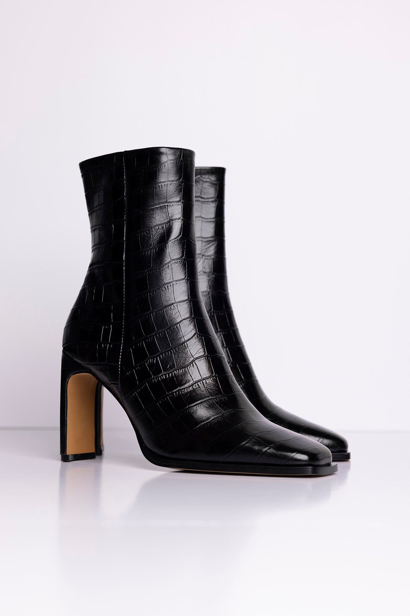 Black croc ankle online boots